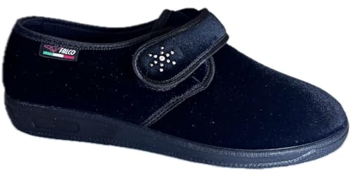 GAVIGA scarpe pantofole invernali elasticizzate donna in velluto 691 con strappo alluce valgo riabilitazione decoro 2025 (Velluto nero, Sistema Taglie Calzature EU, Adulto, Donna, Numero, Media, 38)