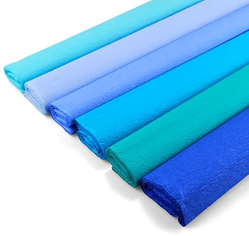 Netuno 6 rotoli di carta crespa colore blu navy 200 x 50 cm carta crespa colorata alta qualità per lavoretti creativi fai da te regali compleanno matrimonio Natale Pasqua Carnevale decorazioni