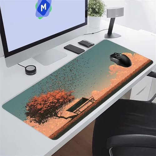 Chaise d'arbre de Paysage Tapis de Souris XXL 1200x600x2 mm Grand Tapis de Souris Gaming, Base en Caoutchouc antidérapante,Extended Clavier Mousepad pour Maison/Bureau/Gamer