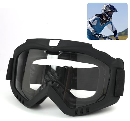 Riybyds Occhiali da Motocross, Protezione UV400, Resistenti al Vento e alla Polvere, Telaio in TPU Flessibile e Lenti in PC, Ideali per MTB e Dirt Bike, per Uomini, Donne e Giovani ﻿