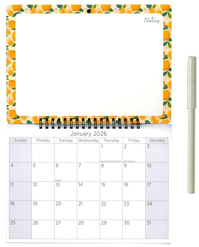2026 Family Memo Calendar Dry Wipe Board Month to View Hanging Wall Year Planner with Pen (Lemons)