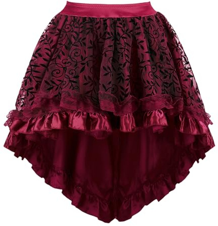 Falda De Encaje Asimétrica Estilo Steampunk Victoriano para Mujer, Falda Larga De Varias Capas con Volantes Góticos, Disfraz De Halloween, Disfraz De Vampiro Medieval