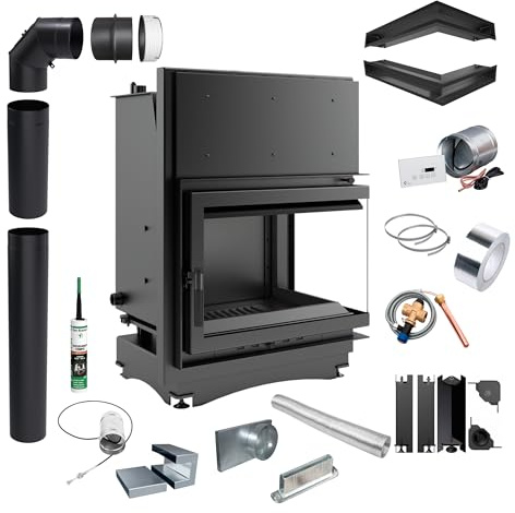 Camino ad angolo acqua KRATKI ZUZIA destra 12 kW ∅200 + accessori