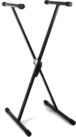 GEWA soporte de teclado KS-40B - Sistema Easy Gear - Un solo soporte - Tubo de acero - Plegable - Altura 70-100 cm - Altura y ancho ajustables - Capacidad de carga hasta 25 kg - Peso 3,2 kg - Negro