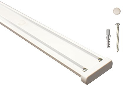 iso-design Gardinenschienen 2 läufig aus Aluminium in weiß - vorgebohrt, Deckenschiene, Vorhangschiene, 260 cm (2 x 130 cm)