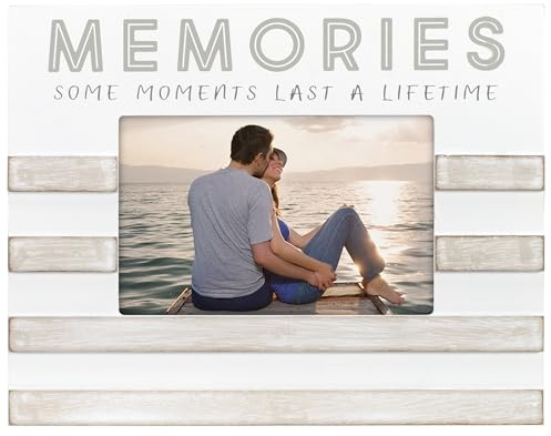 Malden International Designs 4x6 Memories Sentiment Picture Frame Memories Some Moments Last A Lifetime Raised Sunwashed Contrasting Stripes Gray Screenprinted Text