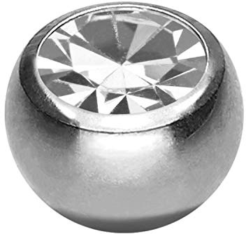 PIERCINGLINE Universellt skruvboll i kirurgiskt stål | KRISTALL | Ersättning piercing banabell | val av färg och storlek e 1,2 mm gänga | 2,5 mm kula, colore: Silverfärger | kristall kristallklar, cod. SLX700-SI-1,2-2,5-KK