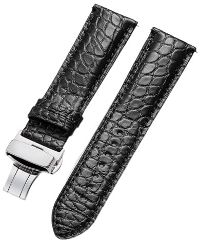 BINLUN Leder Uhrenarmband Echtes Krokodilleder Uhrenarmbänder Alligator Lederarmband für Herren Damen 18mm 19mm 20mm 21mm 22mm Schnellverschluss Faltschließe 2 Farben Handgemacht Klassische Mode