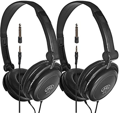 AxcessAbles On-Ear Closed-Back Studio Headphones | DJ Headphones with 6ft Cable and 1/4-inch Jack Adapter | 38mm Neodymium Driver Swiveling Cups | Recording Headphones 2-Pack
