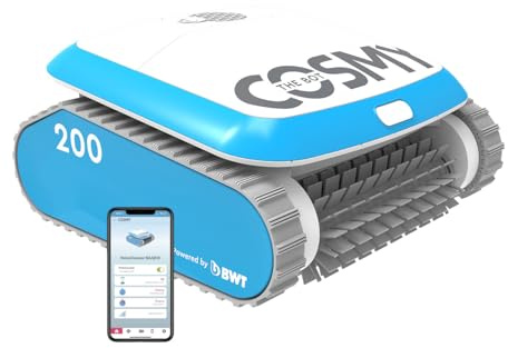 BWT Poolrobot Cosmy 200 en Color Azul | Especialmente Ligero y Compacto | Limpieza fiable de Suelo, Paredes y línea de flotación | para Piscinas de Todas Las Formas | con Control por App