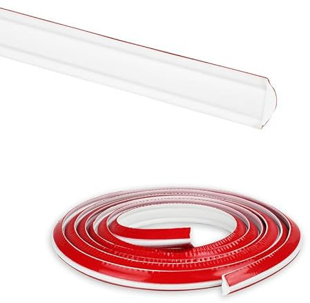 Flintronic Deckenleisten PVC, Stuckleisten Abschlussleiste Viertelstableiste, Modernen Design, Wandleisten Selbstklebend, Wasserdichter Dichtungsstreifen für Waschbecken,Boden (2,8 Meter 12x9mm, Weiß)