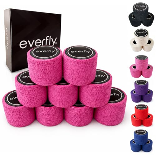 EVERFLY Finger Tape för Cross Training & Weightlifting – 9 Rullar Sporttejp för Hook Grip, Tummar och Fingrar – Skydd mot Blåsor, Valkar och Hudsprickor (9, Rosa)