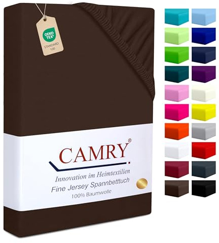 Camry Spannbettlaken Topper 180x200cm Dunkelbraun Baumwolle Bettlaken Jersey Spannbetttuch Oeko-Tex 100