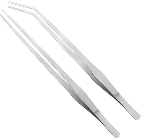 ZPLASK 2 Pcs Long Tweezers, Reptile Feeding Tongs, Feeding Tongs for Reptiles, Stainless Steel Durable Long Tweezers Terrarium for Fish Tank Plant Aquascape Tools Feeding Tongs(27cm)