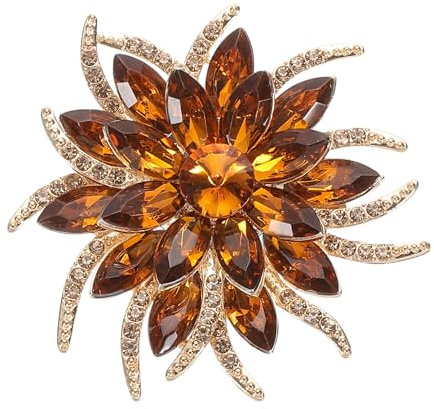 PATIKIL Spilla Fiore Strass, Spilla Fiore Cristallo Moda per Donne Abiti Completi Abito Bouquet Cappotto Cappello Borsa Artigianato Festa, Champagne