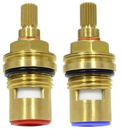 2 PCS Tap Cartridge Replacement,Standard Size Mixer Tap Cartridge, Chrome Plated Replacement Tap Valves with Metal Lever Heads, for Bathroom Kitchen Tap (1 Pair Hot & Cold)