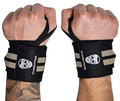Gymreapers Muñequeras para levantamiento de pesas (grado de competencia) Soporte de muñeca de calidad profesional de 18con bucle para pulgar resistente- La mejor envoltura para levantamiento de pesas
