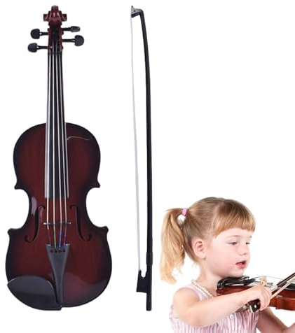 Sghtil Violino per bambini, principianti, strumento musicale, violino, giocattolo | strumento musicale con corde regolabili per ideale per tutti i giorni, principianti, viaggi, casa, famiglia