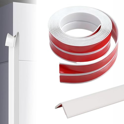 Zyiphor Moulure Angle Adhésive PVC, Baguette d'Angle Souple 2cm x 10m, Protection et Décoration pour Plafonds/Angles Murs/Sols/Carrelage, Facile à Découper,Blanc