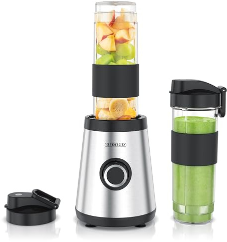Arendo - Standmixer klein - 500 W – mini Smoothie Maker to Go - Mixer - zwei Becher – 500-570 ml – Klingen aus Edelstahl - 3 Modi – Behälter BPA-frei – für Säfte Smoothies Cocktails uvm