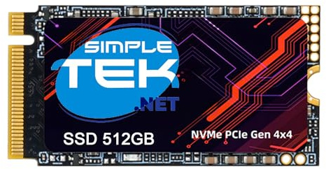 SIMPLETEK - SSD - Disco a Stato Solido 512 GB M.2 NVMe PCIe Gen 4x4 - Formato 2242, Altissima Velocità per Laptop, Desktop e Console