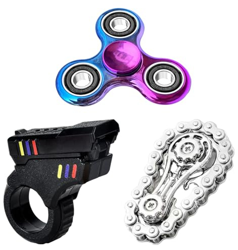 ZXTGBQ 3 st fidgetleksaker sensorisk leksak, ny handspinnare metall fidgetkedja anti-stress sensorisk leksak, leksaker för stressavlastning och ångest, gåvor överraskningsväskor för vuxna