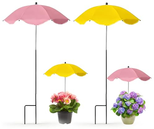 HOVCEH Ombrello da Sole per Piante, 2 Pezzi Mini Ombrello Protezione Piante Ø 60 cm, Regolabili Mini Ombrellino per Esterni per Piantes in Vaso, Fiori e Ortaggi