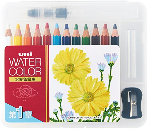 Mitsubishi Pencils UWCNCS12C1 Watercolor Pencils, Uniwater Color Compact, 12 Colors, Chapter 1