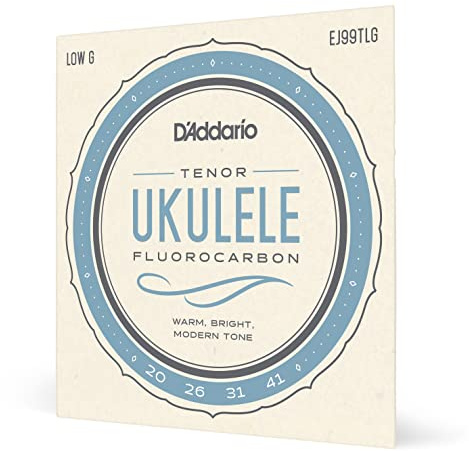 D'Addario Tenor Ukulele Strings, Fluorocarbon, EJ99TLG, Low-G, 4-String Set, Pack of 1