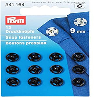 Prym Knöpfe schnappen, Metal, Schwarz, 9 mm Durchmesser
