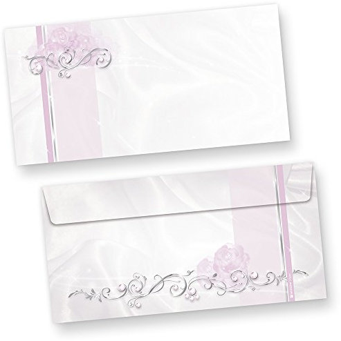 Briefumschläge festlich silbergrau (50 Stück) Elegante DIN lang Kuverts, für Einladungen Hochzeit