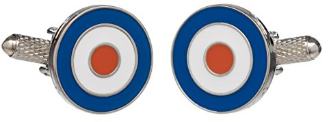 Boutons de manchette ronds de la RAF dans une boîte Onyx Art – MOD – Boutons de manchette cible, taille unique, Onyx, Sans pierre