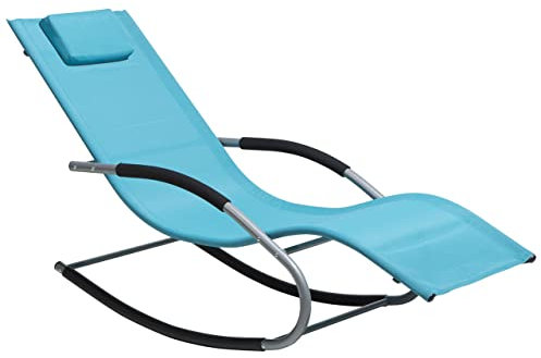 Beliani Gartenliege Schaukelliege Liegestuhl Sonnenliege Polyester blau türkis Carano
