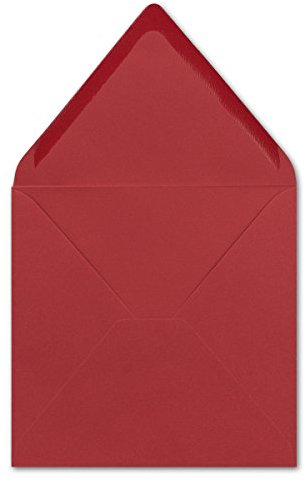 25 Stück Briefumschläge in Rot - Quadratisch 14 x 14 cm - Nassklebung - Spitze Verschlussklappe - ideal für Weihnachten, Hochzeit & Einladungen - Glüxx-Agent