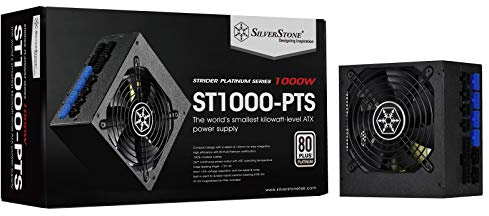 Silverstone Sst-ST1000-PTS – Strider Platinum-serien, 1000 W 80 Plus Platinum ATX viskande tyst PC strömförsörjning med 120 mm HYB-fläkt, 140 mm djup, 100% modulär
