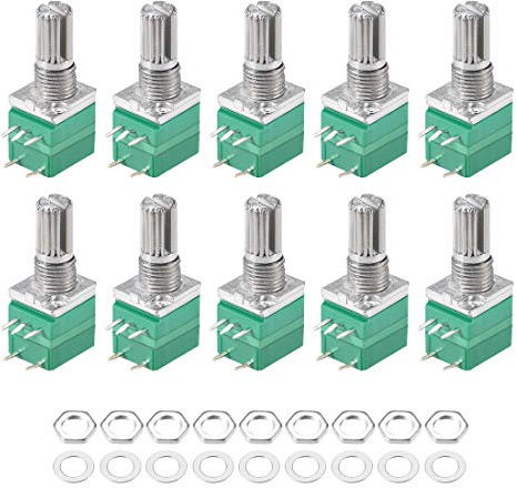 uxcell Potentiometer with Switch B10K Ohm Variable Resistors Single Turn Rotary Carbon Film Taper RV097NS 10pcs