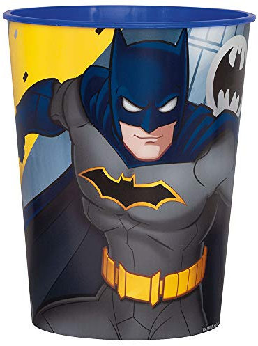 Unique- Plastic Stadium Cup-16 Oz | Batman | 1 Pc Vaso de Plástico-473 ml-Fiesta, Multicolor, 1 count (pack of 1) (77517)