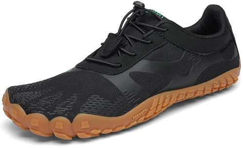 SAGUARO Trail Löparskor Herrar Dam Minimalistiska Skor Halkfria Andningsvattenskor Lätta Barfota Skor för Gym Asfalt Trekking, Bläck Svart 44 EU