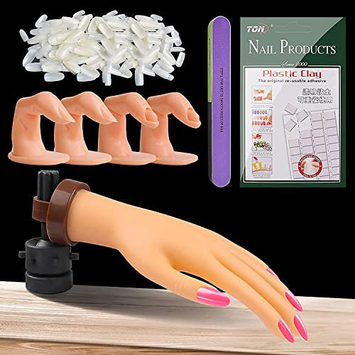 EBANKU Main Dentrainement Manucure, Main de Pratique des Faux Ongles, Formation des Ongles des Mains Faux Ongles Pratique à La Main Nail Art Mains et Doigts d'Entraînement avec limes à ongles
