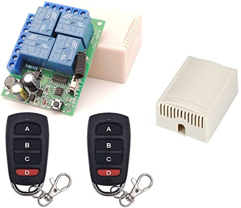 Kit receptor tarjeta receptor 4 canales 220 V con 2 transmisores para motor, puerta del garaje, luz, portones persianas persianas eléctricas mando a distancia universal inalámbrico de 10 A tarjeta