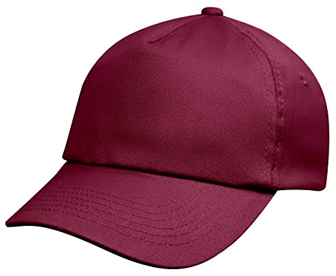 L4 Gorra de béisbol lisa para niños, 5 paneles, granate, Taille unique