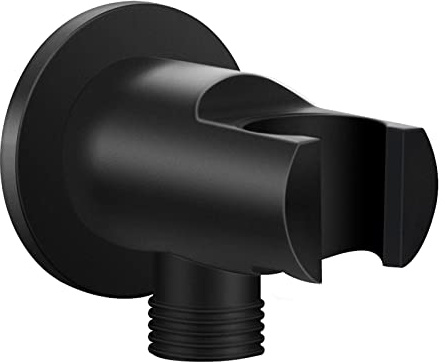 Keymark Arco di collegamento a parete con supporto per doccia, nero opaco, in ottone con supporto per doccia, attacco a parete con supporto per soffione doccia G 1/2 pollici, arco doccia a mano