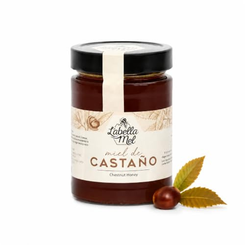L'Abella Mel | Miel de Castaño 100% Natural y Pura | Miel Pura de Abeja Española Sin Pasteurizar Ni Aditivos | Recolección Manual Directa del Apicultor | Apicultura Familiar | 500 gr
