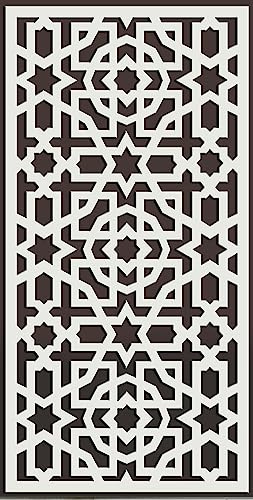 ANDALUCIART | Celosía Decorativa PVC 120 x 60 cm - 5 mm + Marco | Celosía Árabe | Separador Ambientes, Celosía Blanca Jardín, Cuadro Mandala Salón, Panel Cocina, Cabecero Cama, Biombo Comedor