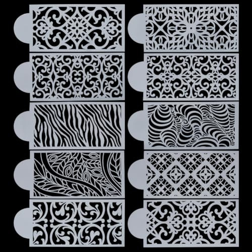 GORGECRAFT 10 st Tårtdekoration Stenciler Återanvändbara 3D-Tårtschabloner Blommönster Spets Skruv Prägling Plast Födelsedag Bröllop