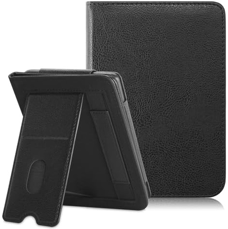 TOPCASE fodral för Kobo Vågen Färg/Vågen 2/Vågen BW/Tolino Vision Färg/Vision6 7 tum e-bok Smart fodral med handrem Kortplats och automatisk sov/vakna, svart