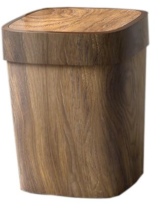 LOVIVER Poubelle en Plastique Poubelle Imitation Bois Corbeille à Papier Poubelle Rectangulaire Capacité de 12 L pour Salon, Chambre à Coucher, Bureau, L