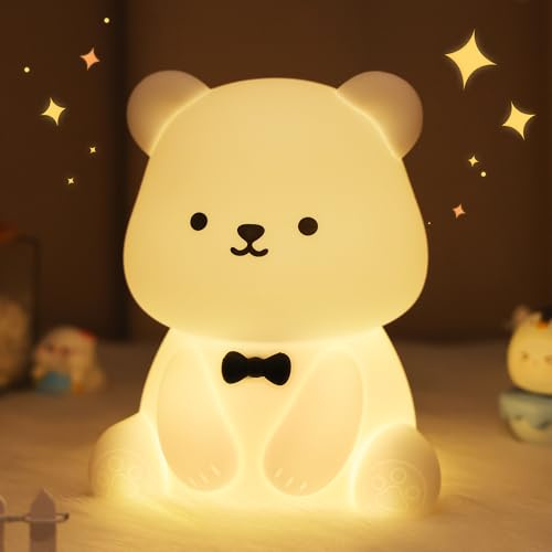 YuanDian Bear Night Light with 8 Color Lights, Gift for Adults Teens and Babies, Decorate Kids' Bedroom with Cute Silicone Bear Nightlights, Christmas Birthday Gift for Children and Toddlers