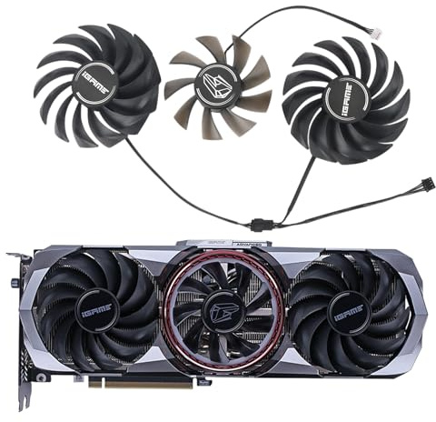 COLORFUL iGame RTX 3060 3070 3080 Ti 3090 Advanced Series Replacement Fan for COLORFUL Graphics Cards, 90/75mm, 4-Pin Graphics Card Cooler, VGA Card Replacement GPU Fan PVA080E12R