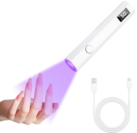 Mini UV Lamps for Gel Nails with LED Screen 3W Nail Lamp Handheld 180mAh USB Rechargeable Quick Drying 20s 60s Timer Portable Valentine Mothering Sunday Gift for Women Nail Stickers DIY Home Travel
